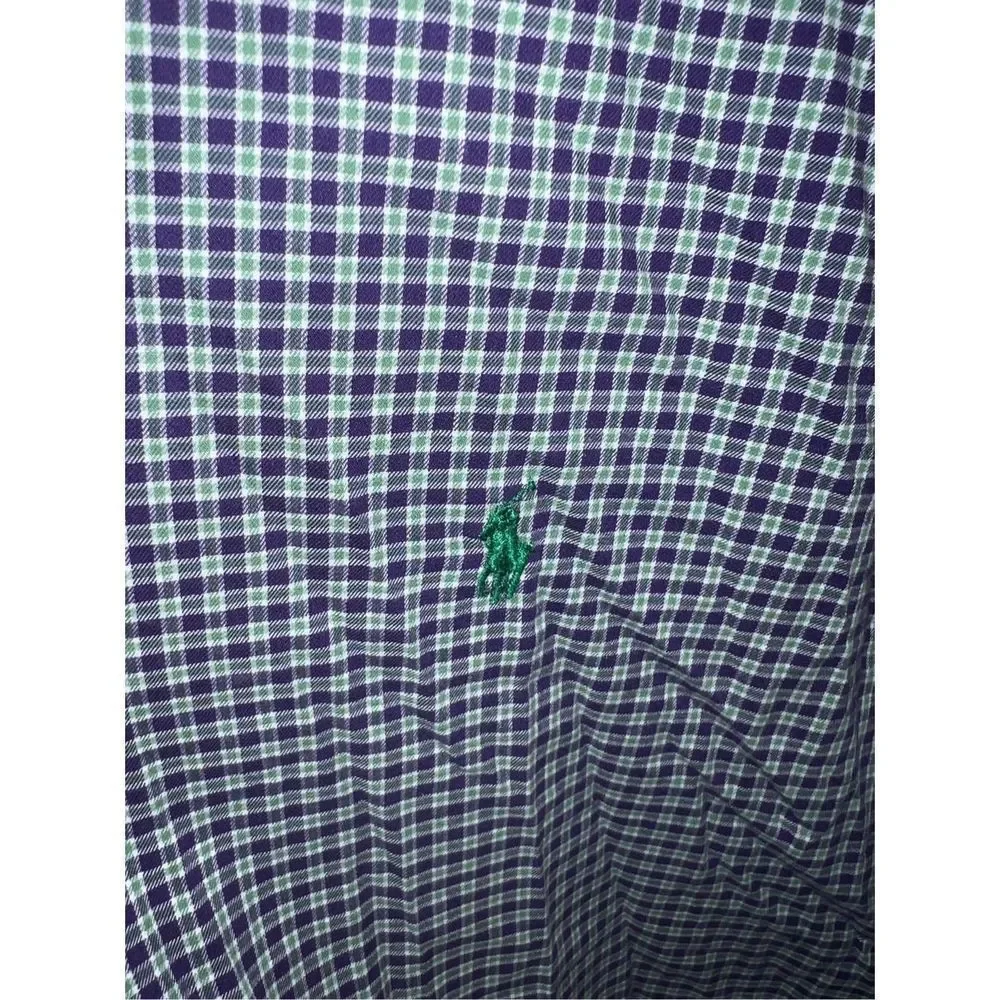 Purple & Green plaid Polo Ralph Lauren Big & Tall Button Down Shirt XLT - Picture 3 of 7